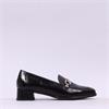 Wonders Alondra Block Heel Link Loafer - Black Leather